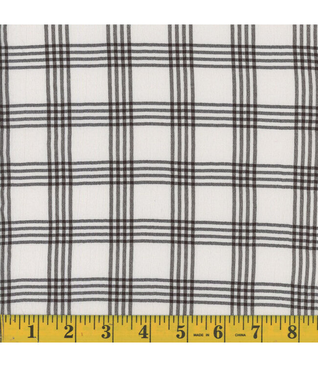 Mook Fabrics Yard of Crepon Check EK, 12032- Black #1 Fabric 130018