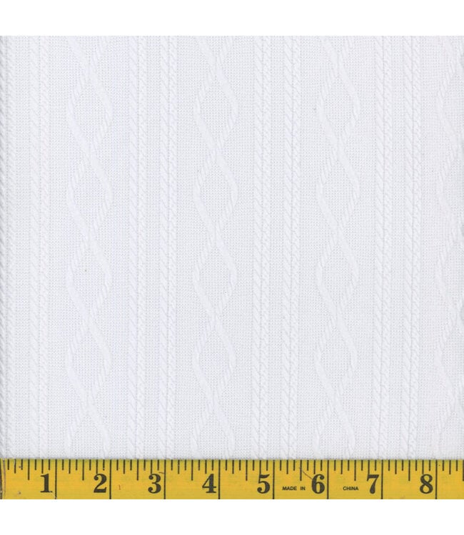 Mook Fabrics Yard of Embossed Jacquard EMM, Solid 60217-White Fabric 130304