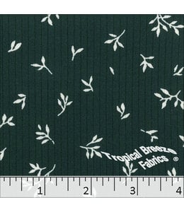 Tropical Breeze Fabrics Yard of Classic Rib Knit Print- Pine Green Fabric 32842