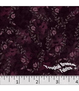 Tropical Breeze Fabrics Yard of Standard Weave Blossom Print Poly Cotton- Wine Fabric 6040