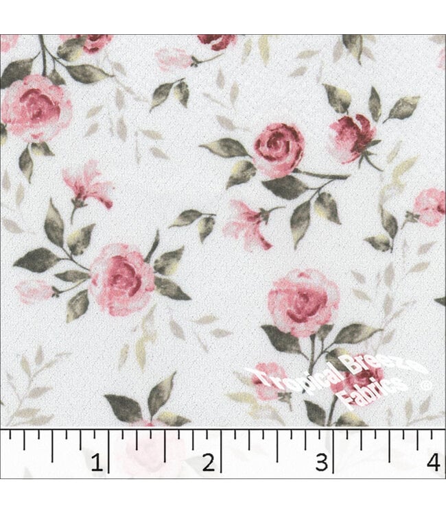 Tropical Breeze Fabrics Yard of Liverpool Floral Knit Print- Salmon Fabric 32740