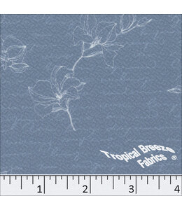 Tropical Breeze Fabrics Yard of Floral Sketch Liverpool Knit Print Dress- Slate Blue Fabric 32742