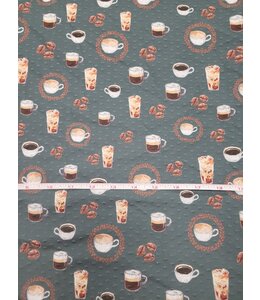 Alyssa May Design Yard of Swiss Dot Knit Print- Coffee Fabric FT202402109