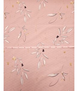 Alyssa May Design Yard of Swiss Dot Knit-Vines on Pink Fabric FT20220782