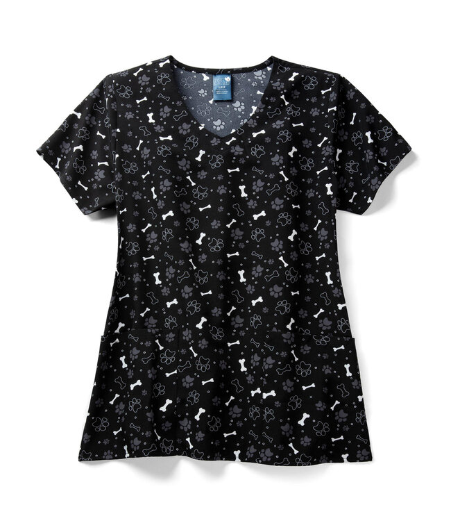 Zoe+Chloe Women's Polyester V-Neck Print Scrub Top Z12213