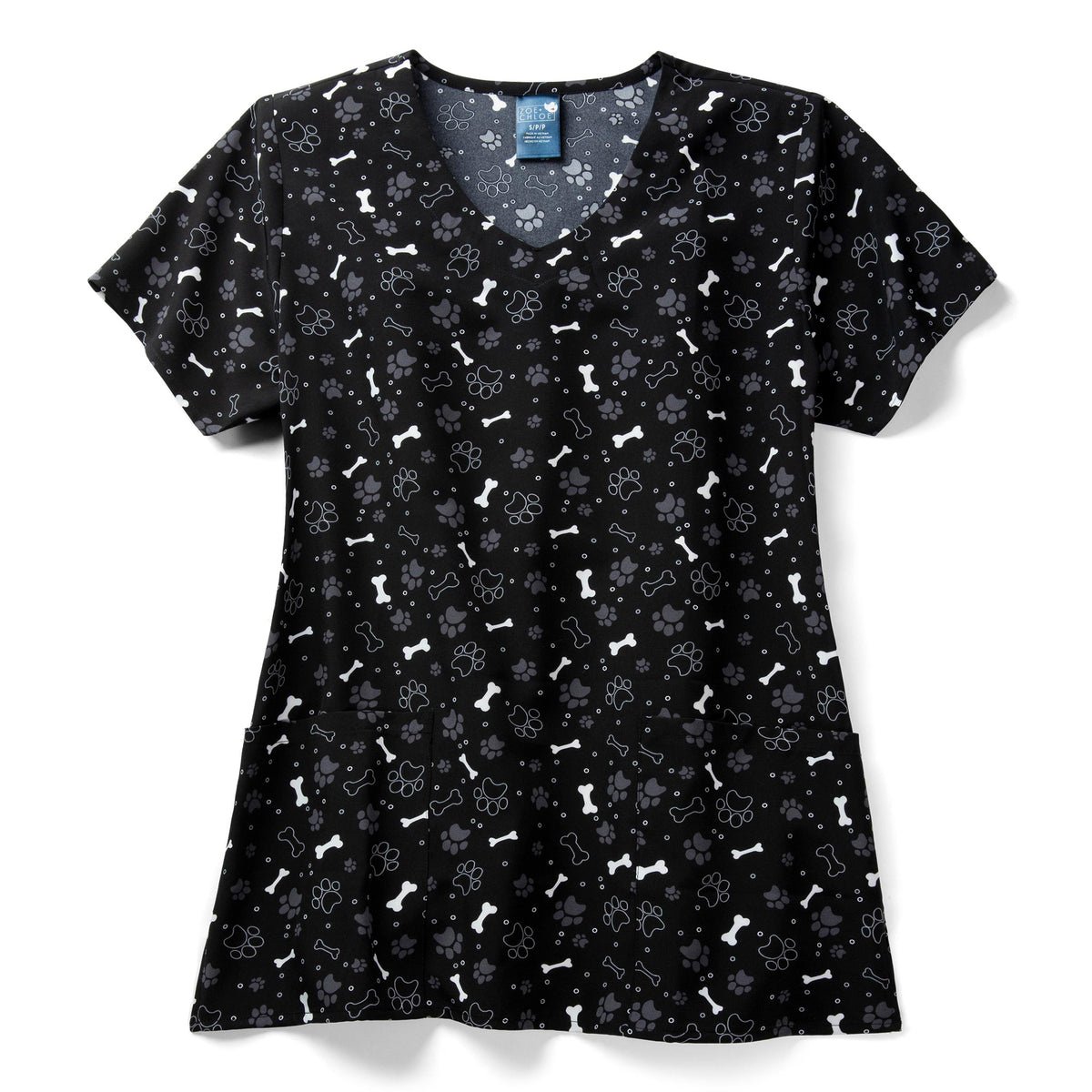 Zoe+Chloe Women's Polyester V-Neck Print Scrub Top