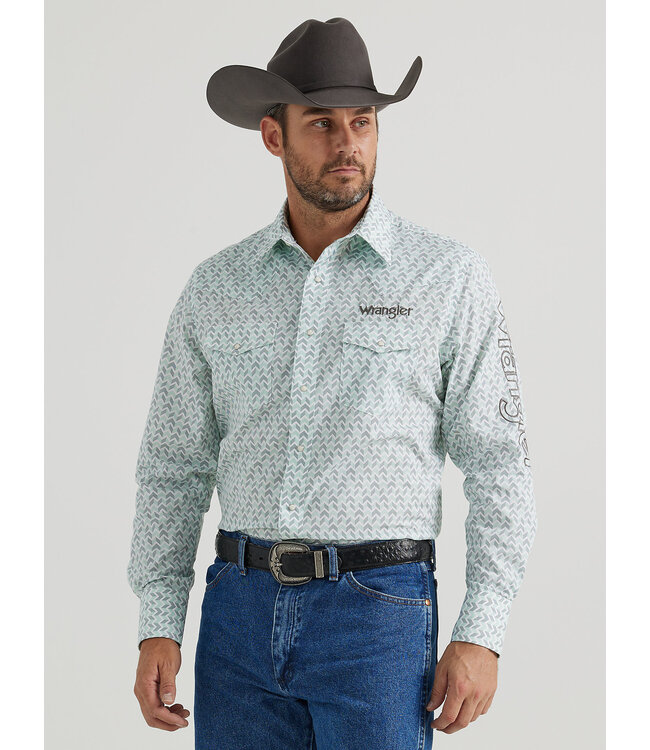 Wrangler Men's Logo Long-Sleeve Western Snap Shirt 112346224