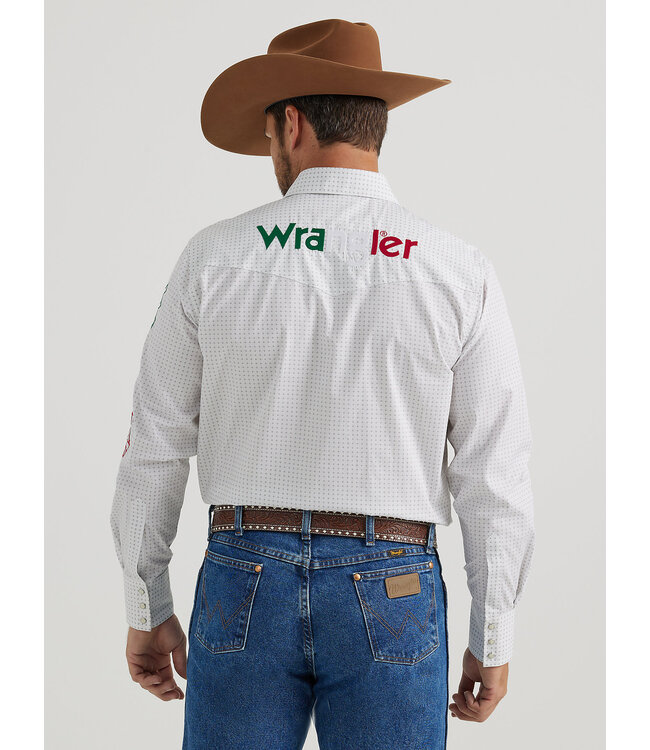 Wrangler Men's Logo Mexico Long-Sleeve Western Snap Shirt 112346222