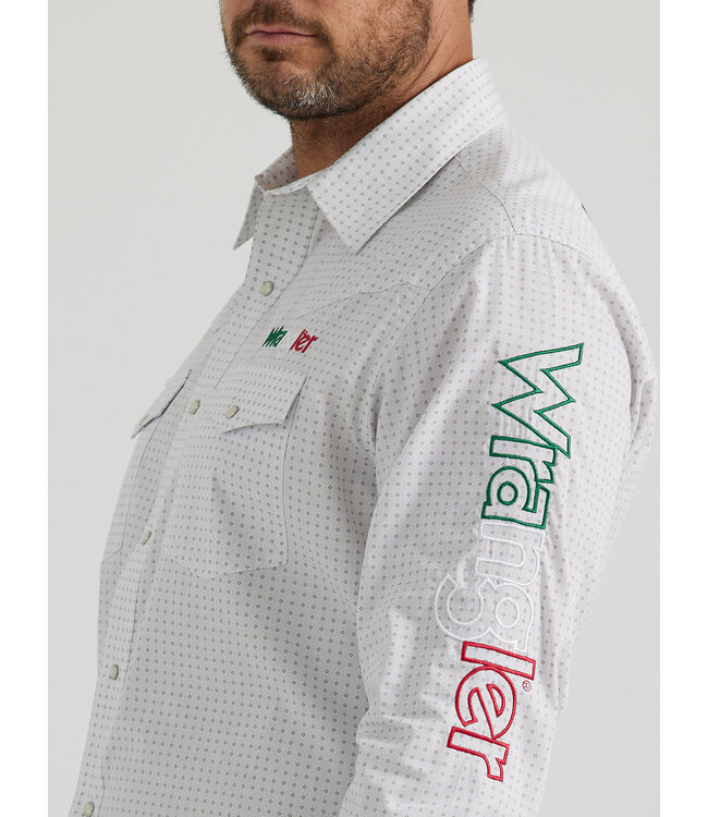 Wrangler Men's Logo Mexico Long-Sleeve Western Snap Shirt 112346222