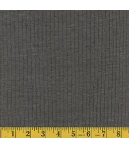 Mook Fabrics Yard of Luxury Rib EK- Charcoal Fabric 132647