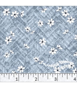 Tropical Breeze Fabrics Yard of Standard Weave Small Floral Poly Cotton-Slate Blue Dress Fabric 6078