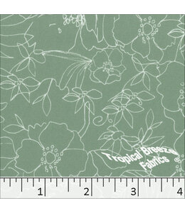 Tropical Breeze Fabrics Yard of Quick Dry Stretch Crepe Print-Dark Sage Fabric 04440