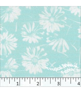 Tropical Breeze Fabrics Yard of Poly Rayon Floral Print-Sea Foam Fabric 04441