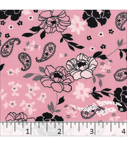 Tropical Breeze Fabrics Yard of Paisley Linen Peach Print Polyester-Pink Fabric 048228