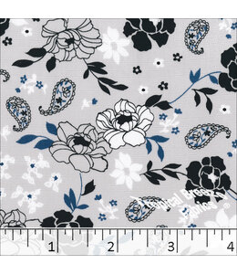 Tropical Breeze Fabrics Yard of Paisley Linen Peach Print Polyester-Silver Fabric 048228