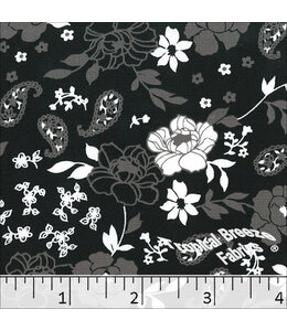 Tropical Breeze Fabrics Yard of Paisley Linen Peach Print Polyester-Black Fabric 048228