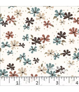 Tropical Breeze Fabrics Yard of Standard Weave Flower Dots Poly Cotton-Oyster Dress Fabric 5985