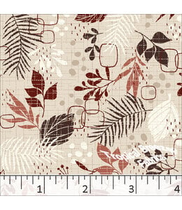Tropical Breeze Fabrics Yard of Standard Weave Foliage Print Poly Cotton-Orange Fabric 6018