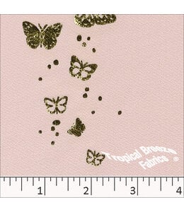 Tropical Breeze Fabrics Yard of Crepe Knit, Foil Butterfly Print-Blush Fabric 32852