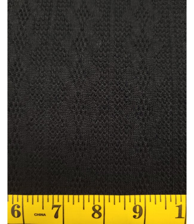 Yard of Sweater Knit Jacquard Cable-Black Fabric FA12408