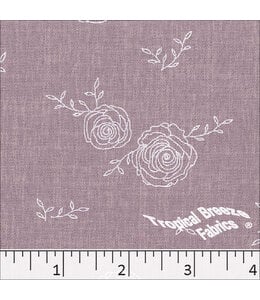 Tropical Breeze Fabrics Yard of Simplistic Rose Print Polyester- Grape Mist Fabric 04540