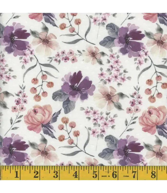 Mook Fabrics Yard of Swiss Dot NFD, Lucy-03 Grape Fabric 133414