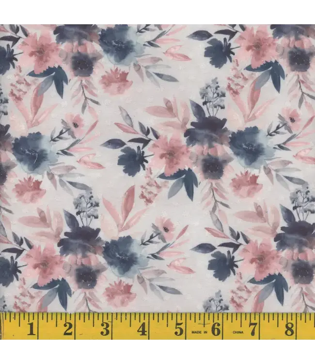 Mook Fabrics Yard of Swiss Dot NFD, Camellia-09 Rose Fabric 133411