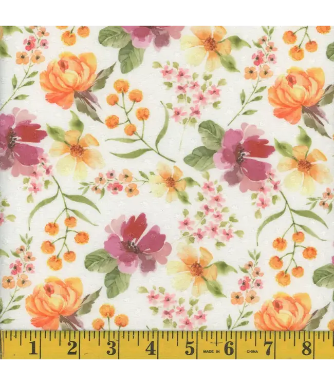 Mook Fabrics Yard of Swiss Dot NFD, Lucy-01 Orange Fabric 133412