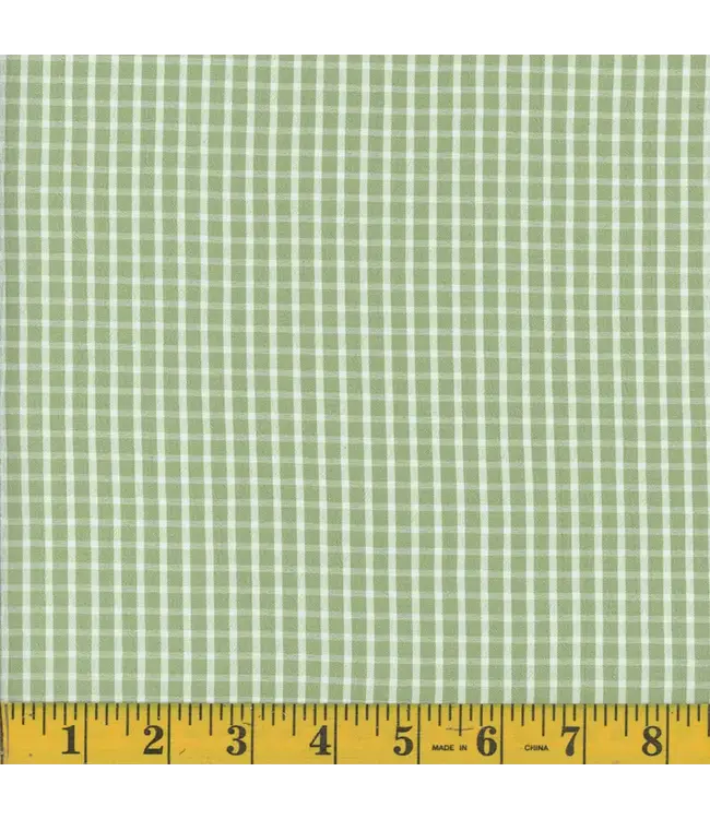 Mook Fabrics Yard of Seersucker Check EK- Sage/White Fabric 132669