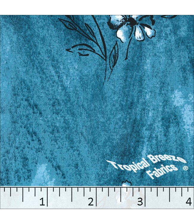Tropical Breeze Fabrics Yard of Koshibo Floral Print Polyester- Peacock Fabric 048419