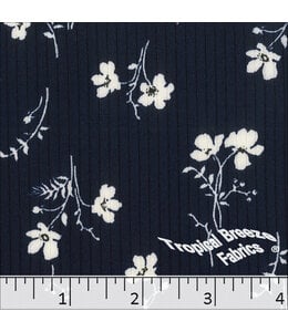 Tropical Breeze Fabrics Yard of Classic Rib Knit Print-Navy Fabric 32846