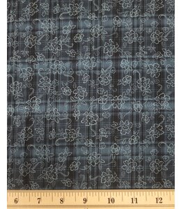 The Country Store Yard of Polyester Floral Plaid Fabric CA19745