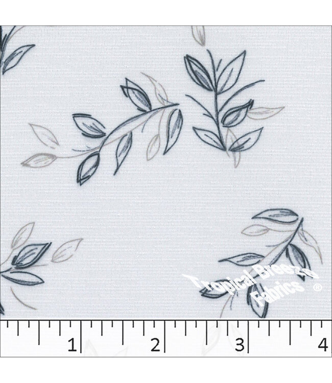 Tropical Breeze Fabrics Yard of Bulgari Leaf Print-White Fabric 32944