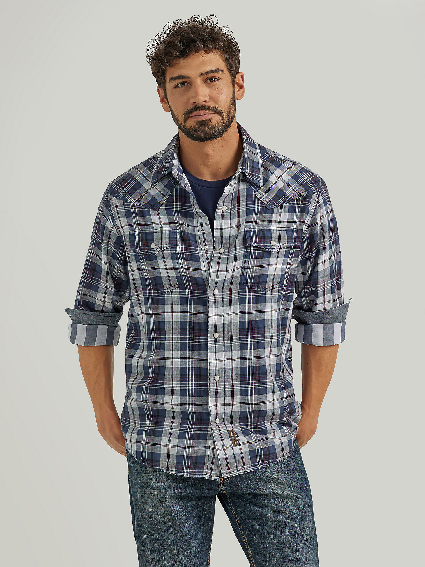 Wrangler Men's Retro Premium Long-Sleeve Western Snap Plaid