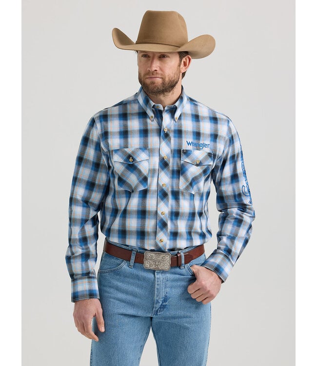 Wrangler Men's Logo Long-Sleeve Western Shirt 112352383