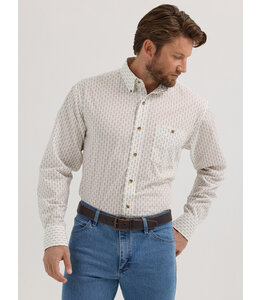 Wrangler Men's Geometric Print Long-Sleeve Western Shirt 112352417