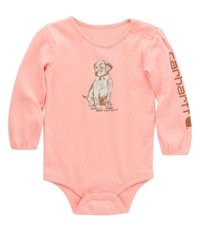 Carhartt Girl's Infant Long-Sleeve Puppy Bodysuit CA7080