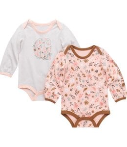 Carhartt Girl's Infant Long-Sleeve Floral Print Bodysuit 2pc Set CG9896