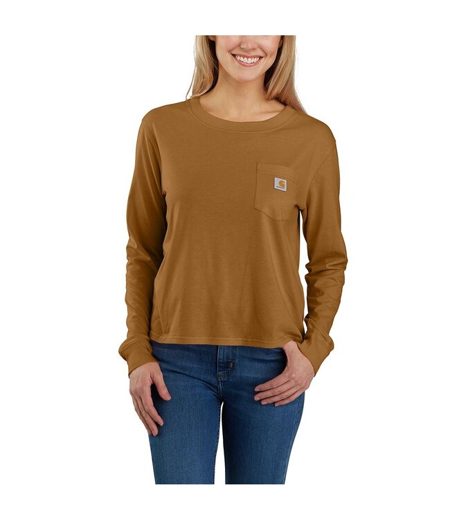 Carhartt Women's Loose Fit Lightweight Long-Sleeve Crewneck Pocket T-Shirt 106121