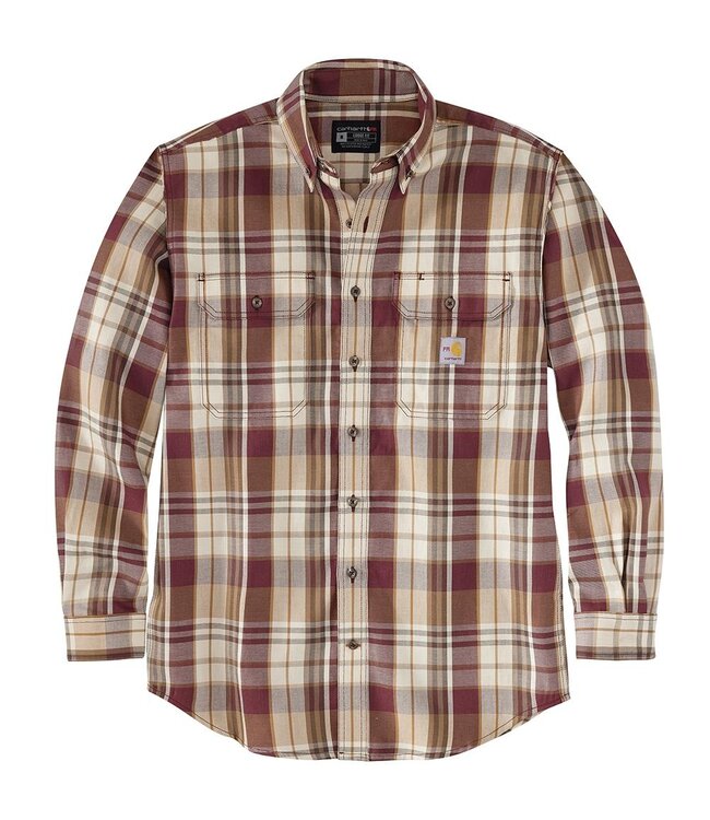 Carhartt Men's Flame-Resistant Force Rugged Flex Loose Fit Twill Long-Sleeve Plaid Shirt 104507
