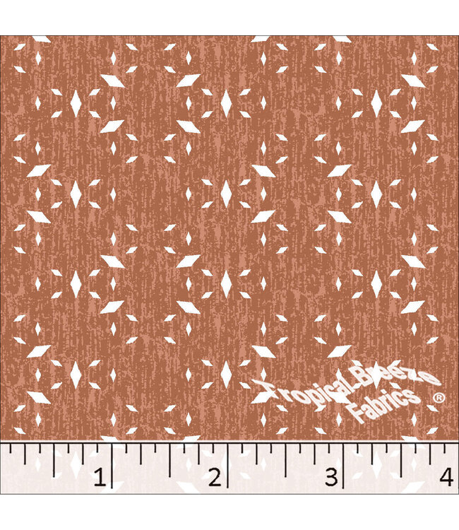 Tropical Breeze Fabrics Yard of Standard Weave Diamond Poly Cotton- Rust Fabric 6119