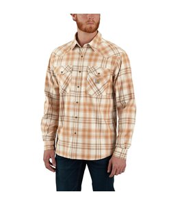 Carhartt Men's Montana Rugged Flex Relaxed Fit Lightweight Long-Sleeve Snap-Front Plaid Shirt 106430