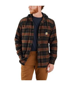Carhartt Men's Rugged Flex Relaxed Fit Flannel Fleece Lined Hooded Shirt Jac 106353