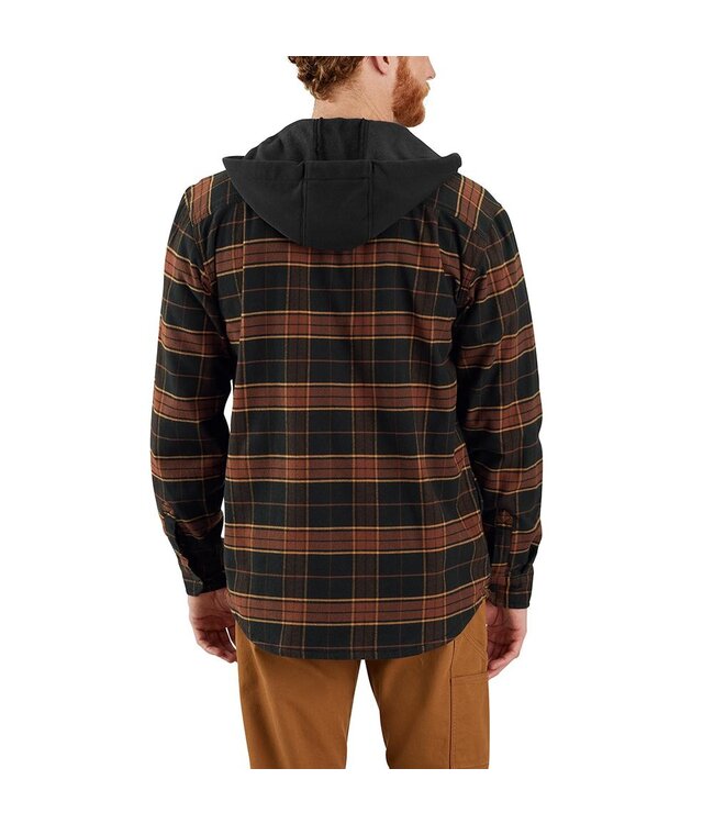 Carhartt Men's Rugged Flex Relaxed Fit Flannel Fleece Lined Hooded Shirt Jac 106353