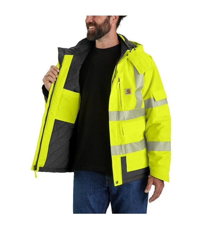 Carhartt Men's High-Visibility Waterproof Loose Fit Heavyweight Insulated Class 3 Jacket 106694