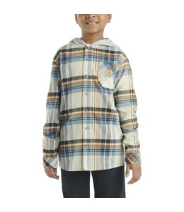 Carhartt Boy's Long-Sleeve Flannel Button-Front Hooded Shirt CE8205
