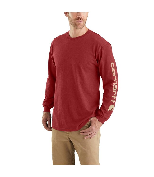 Carhartt Men's Loose Fit Heavyweight Long-Sleeve Logo Sleeve Graphic T-Shirt K231