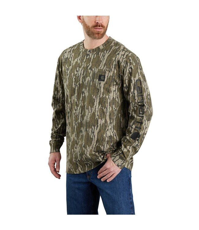 Carhartt Men's Loose Fit Heavyweight Long-Sleeve Pocket Camo Logo Graphic T-Shirt 105483