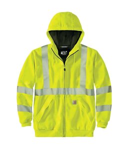 Carhartt Men's High-Visibility Loose Fit Midweight Thermal-Lined Full-Zip Class 3 Sweatshirt 104988