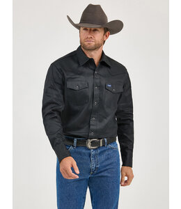 Wrangler Men's Cowboy Cut Firm Finish Long-Sleeve Western Snap Solid Work Shirt